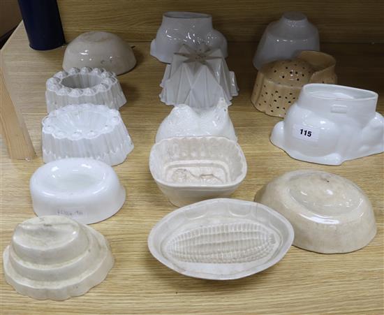 A collection of jelly moulds